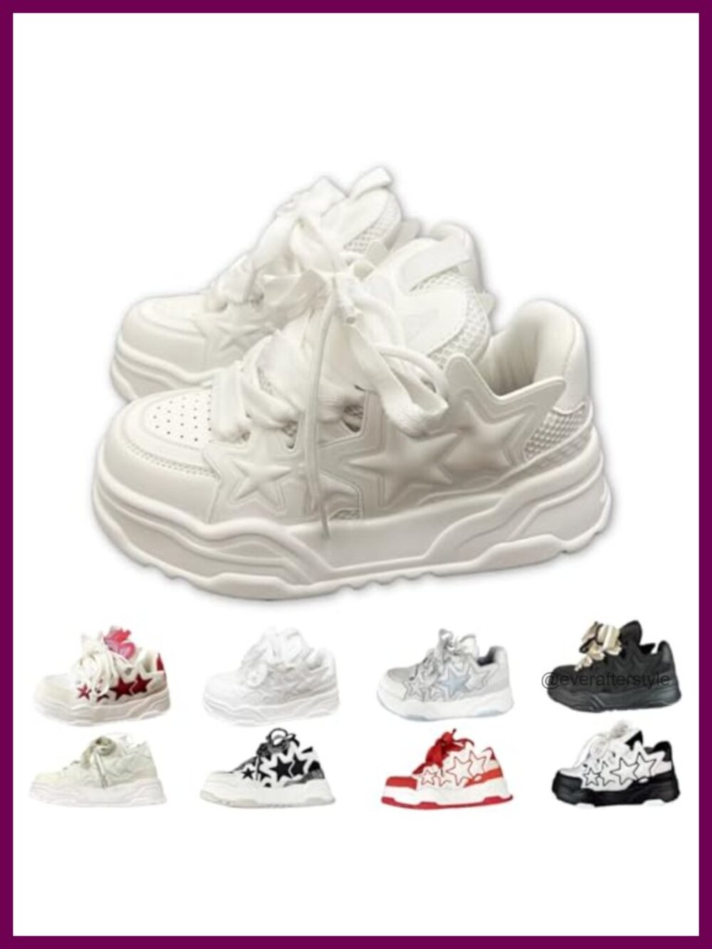 Chunky Star Sneakers Unisex Lace-Up Mesh Casual Dad Shoes